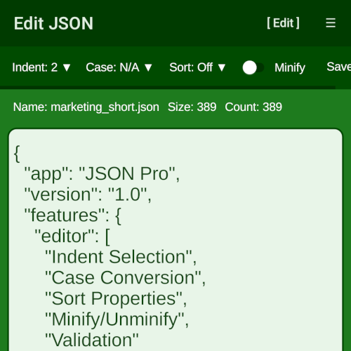 JSON Editor Screen Shot