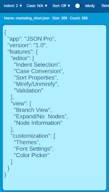 JSON Editor Screen Shot